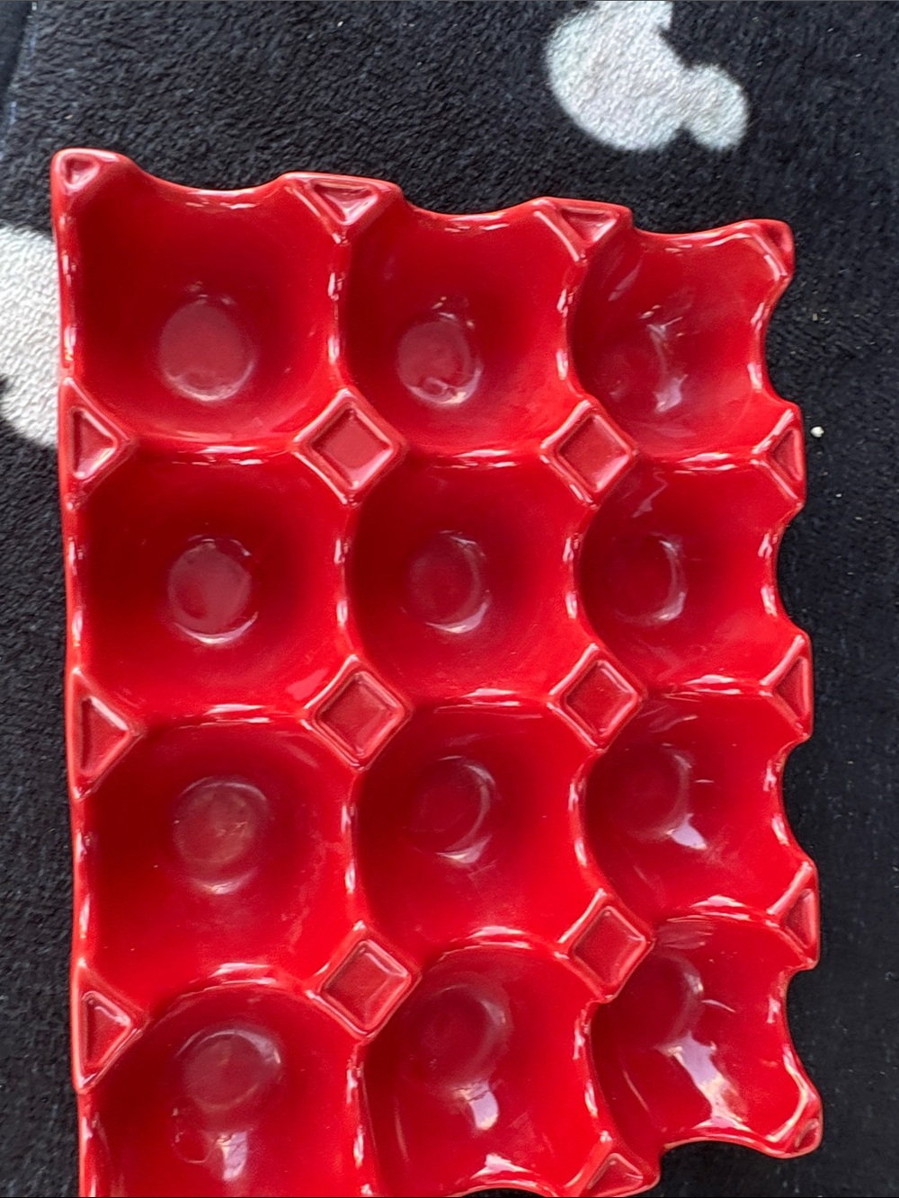 Food Network Red Ceramic 12-Cup Egg Holder